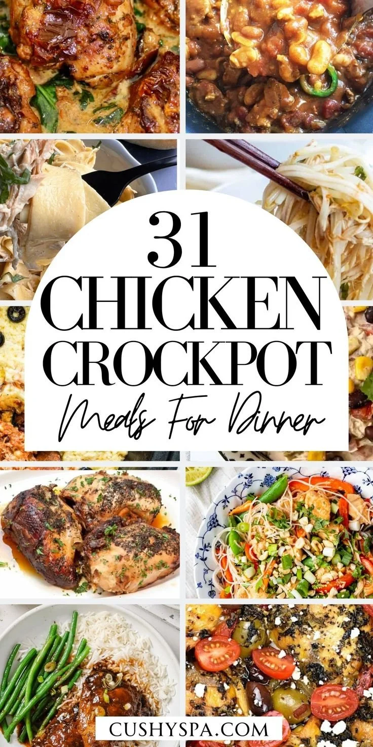 Delicious high protein chicken dishes cooked in a crockpot for healthy meals