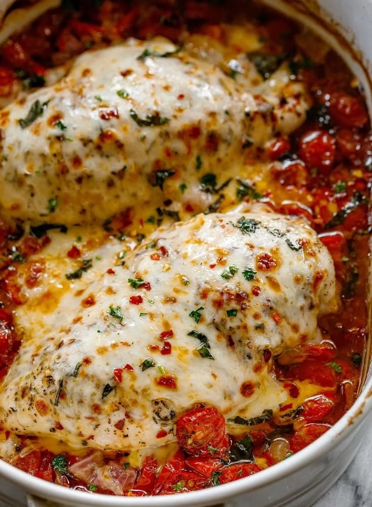 Baked chicken and tomato recipes | Chicken with mozzarella and tomatoes, Chicken dishes recipes, Chicken breast recipes