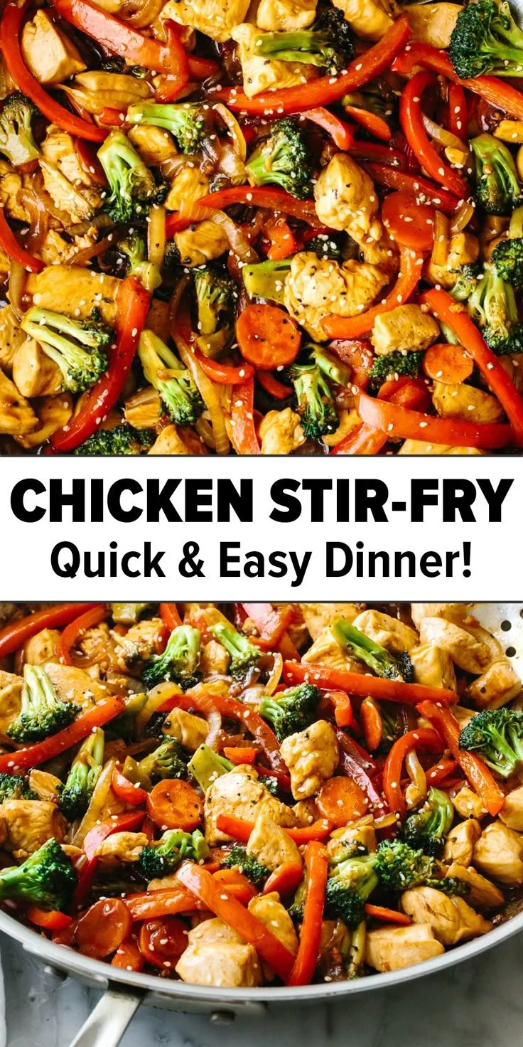 Delicious chicken stir-fry with colorful vegetables in a wok
