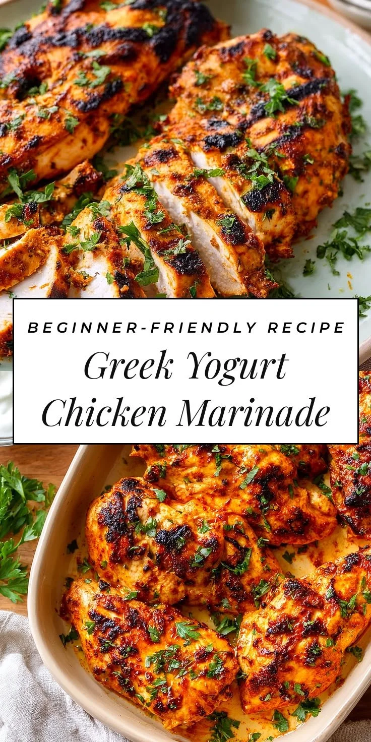 Delicious Greek chicken marinated in yogurt and herbs for grilling