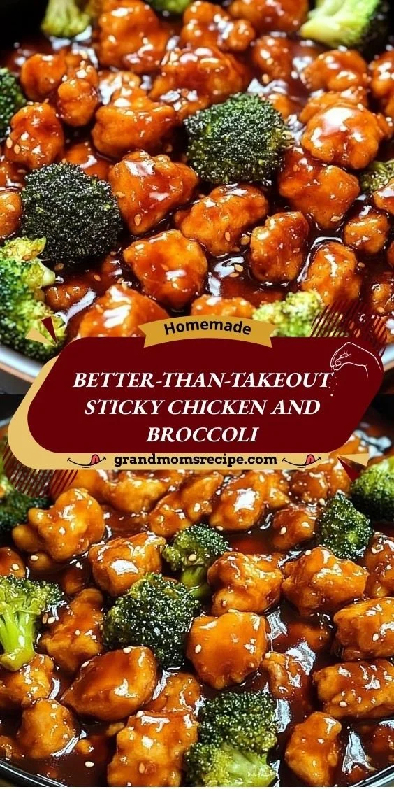 Delicious homemade sticky chicken served with broccoli for a quick meal.