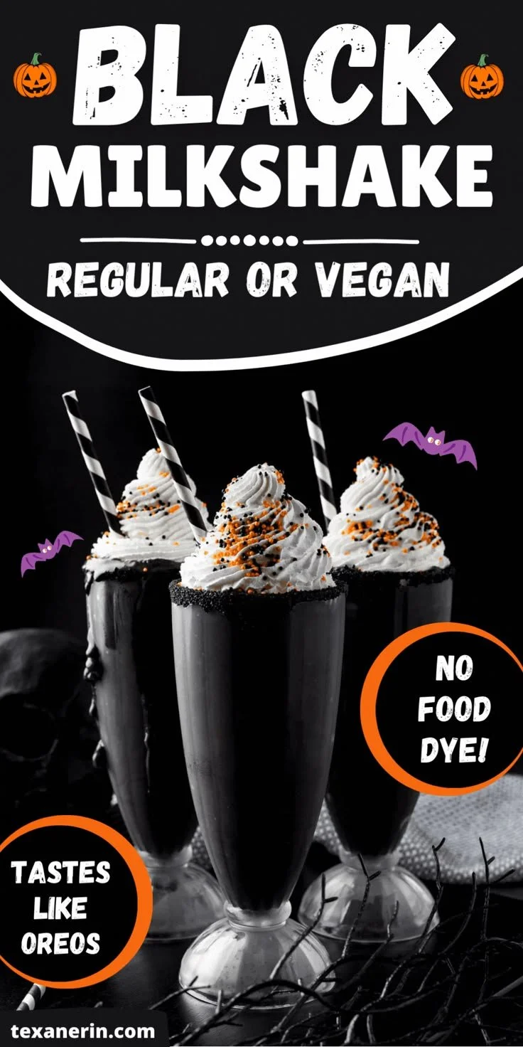 Easy black milkshake recipe for Halloween celebration