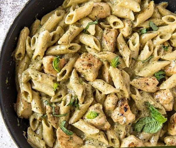 Cheesy Pesto Chicken Pasta