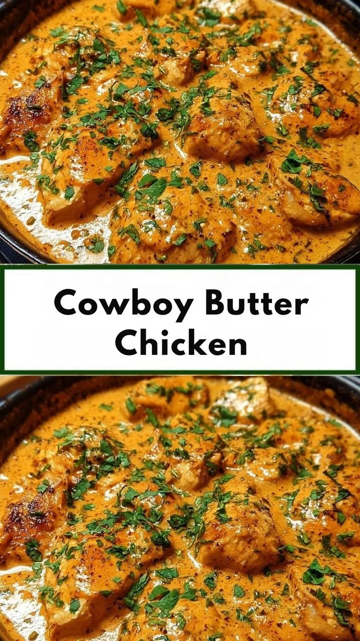 Delicious Cowboy Butter Chicken served with herbs and spices