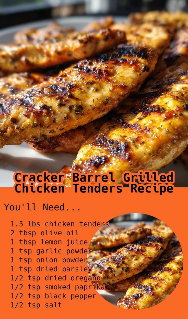 Delicious Cracker Barrel Grilled Chicken Tenders served on a plate