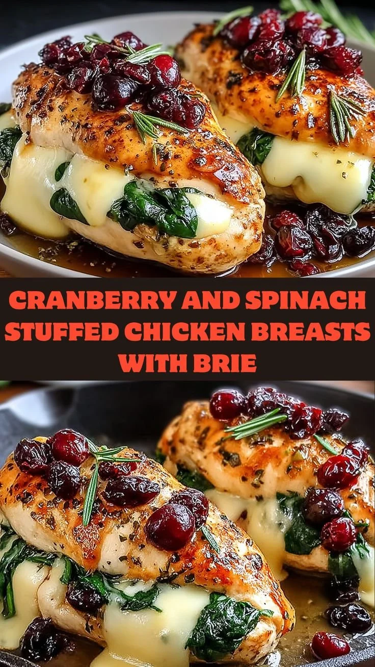 Cranberry and Spinach Stuffed Chicken with Brie and Honey Balsamic Glaze