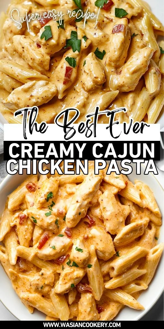Creamy Cajun chicken served with pasta in a delicious sauce
