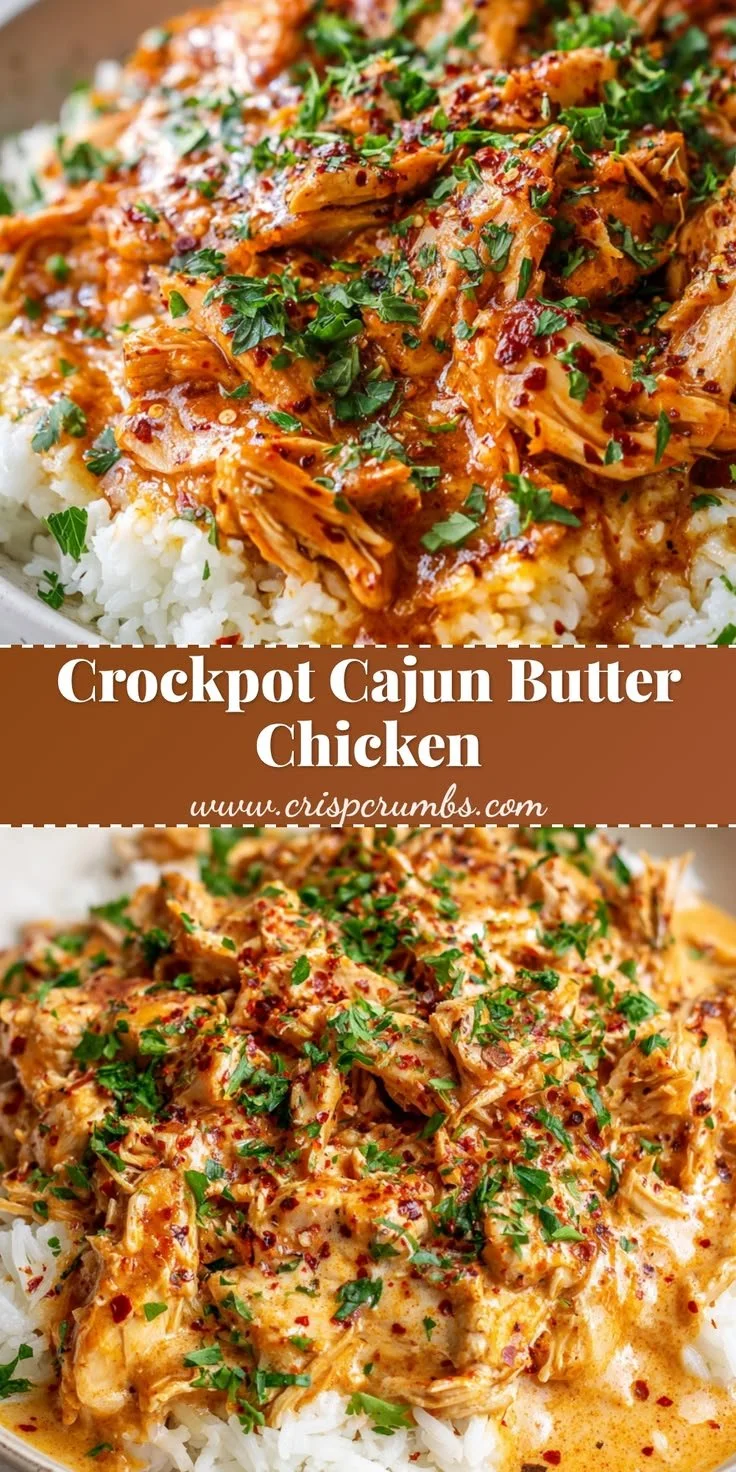 Creamy Crockpot Cajun Butter Chicken served in a bowl
