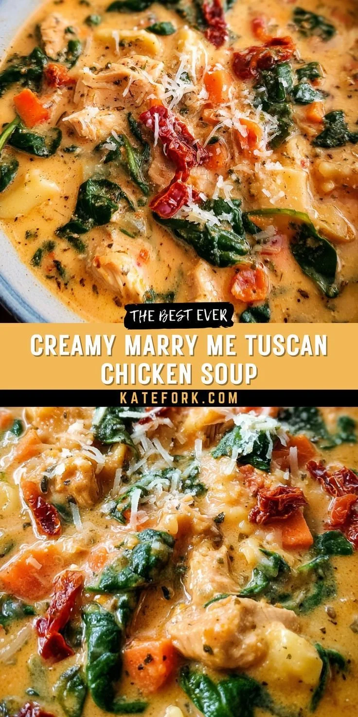 Bowl of creamy Marry Me Chicken Soup with garlic and chicken garnish.