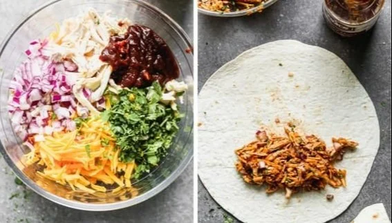 Crispy BBQ chicken wraps made with flavorful BBQ sauce and fresh ingredients