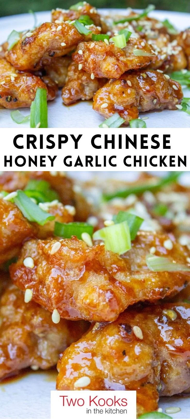Crispy Chinese Honey Garlic Chicken served with vegetables and rice
