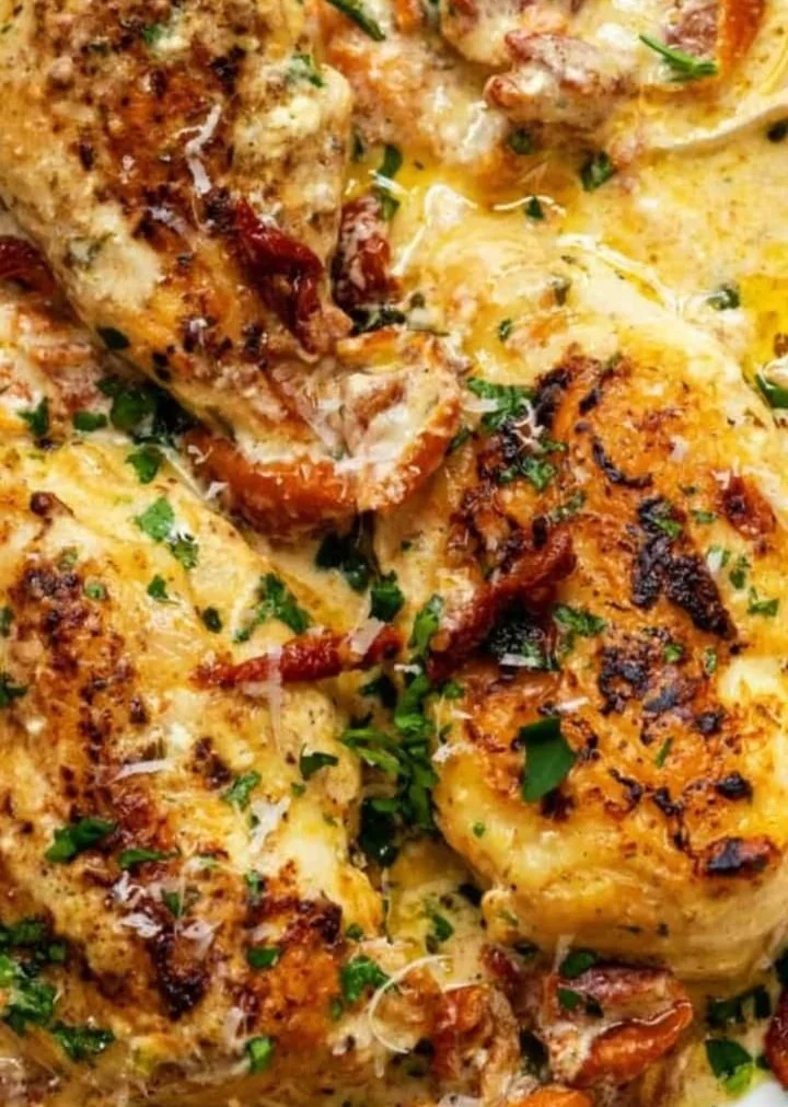 Delicious Crock Pot Marry Me Chicken recipe served with herbs and creamy sauce.