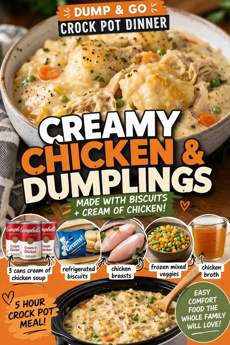 Easy crockpot chicken and dumplings with biscuit shortcut