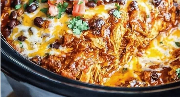Crockpot Chicken Enchilada Casserole