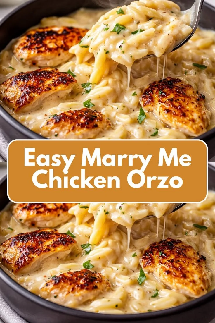 Creamy Marry Me Chicken Orzo in a one-pot summer dinner recipe