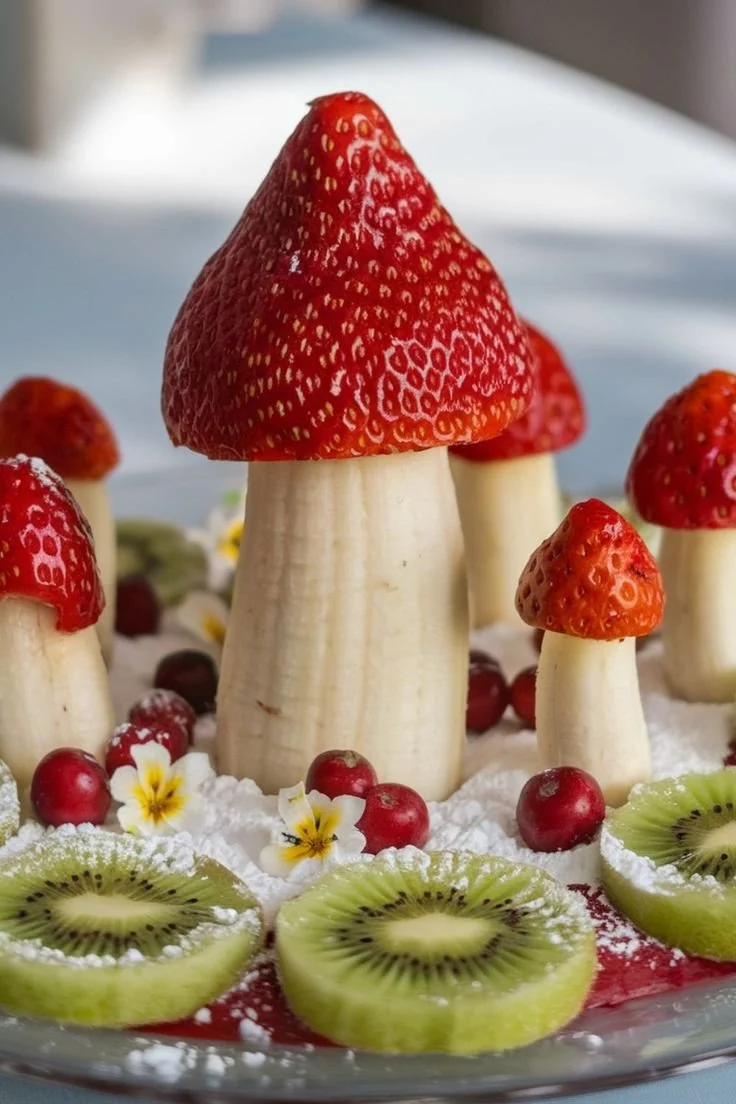 A vibrant assortment of fairy-tale fruit mushrooms, showcasing their unique shapes and colors.