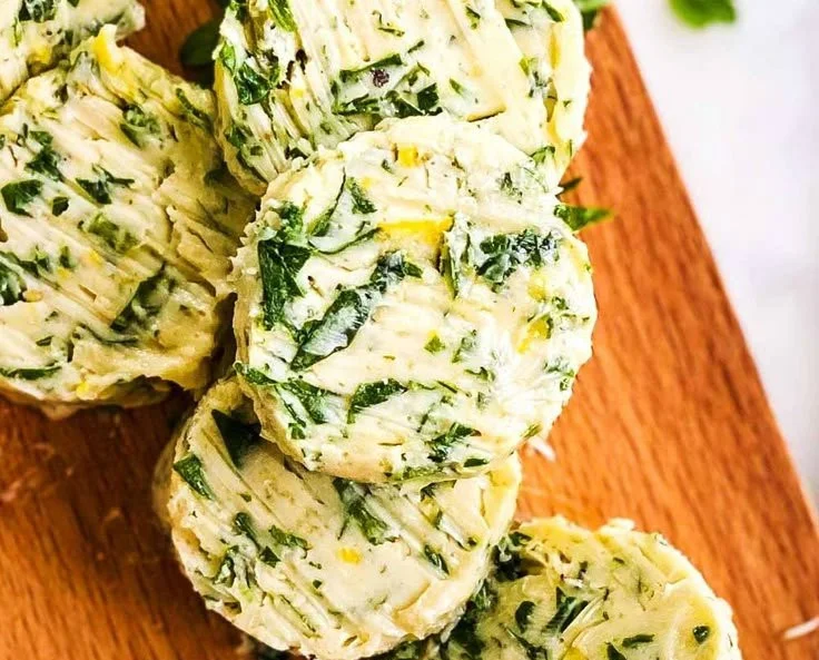 Homemade Garlic Herb Butter spread on bread