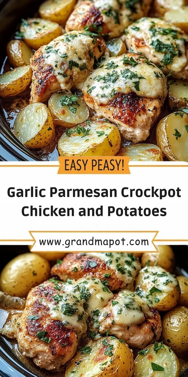 Garlic Parmesan Crockpot Chicken with Potatoes in a slow cooker