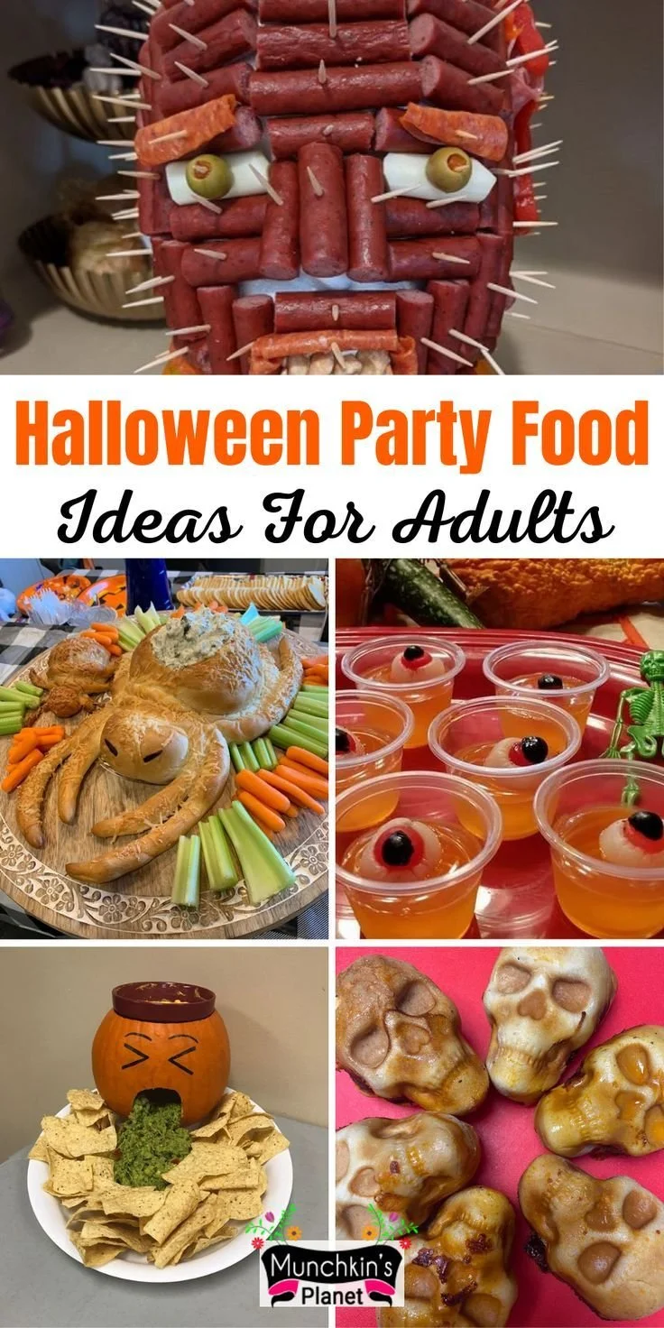 Spooky Halloween party food ideas for adults showcasing creative dishes.