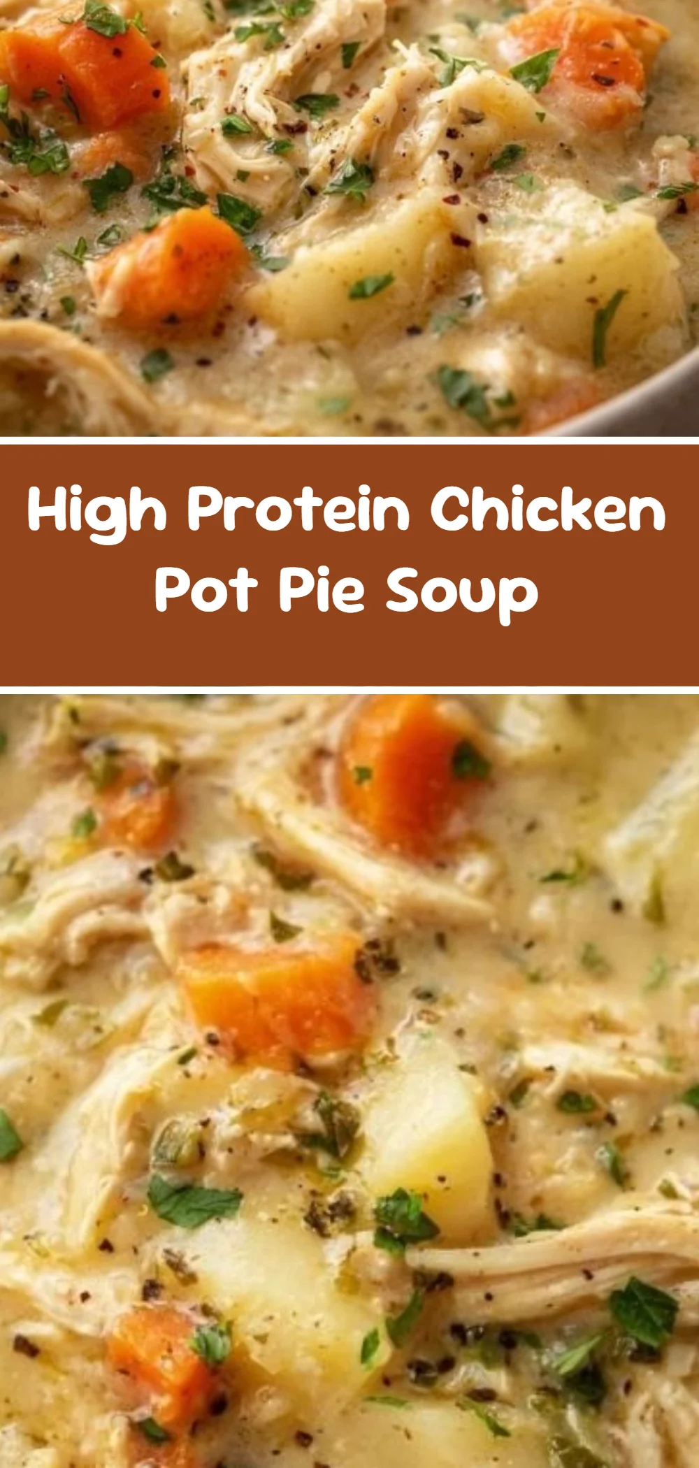High Protein Chicken Pot Pie Soup