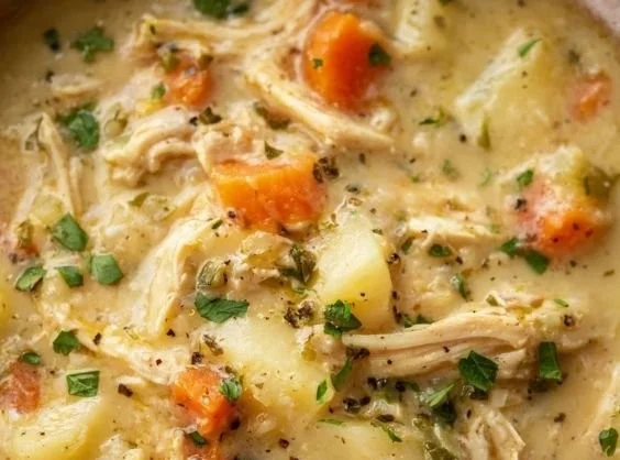 High Protein Chicken Pot Pie Soup