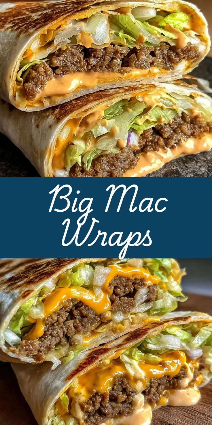 Homemade Big Mac Wraps with special sauce and crispy beef filling