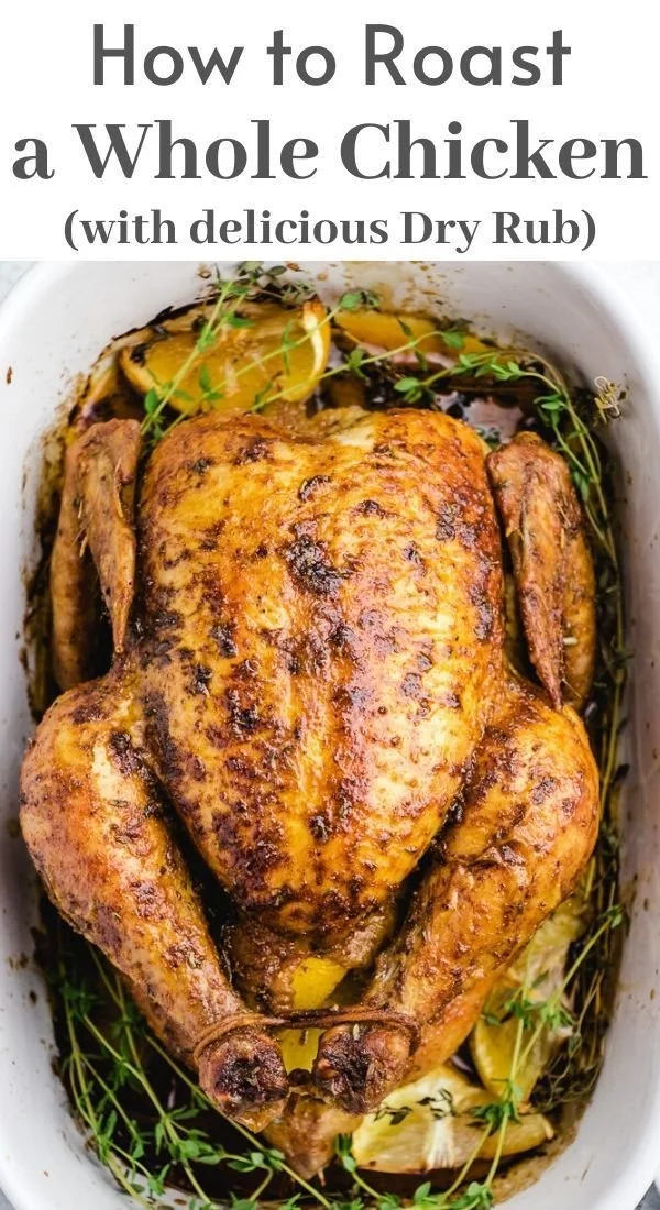 Perfectly roasted whole chicken recipe for Whole 30, Paleo, and Keto diets.