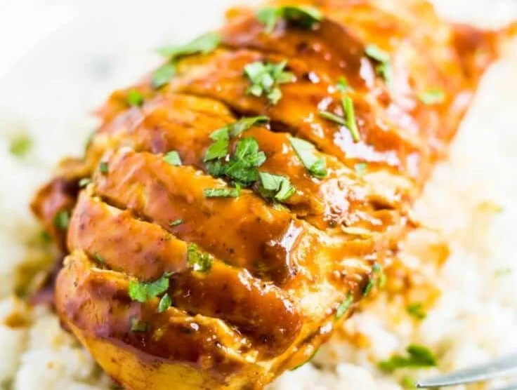Instant Pot honey mustard chicken served with vegetables on a plate