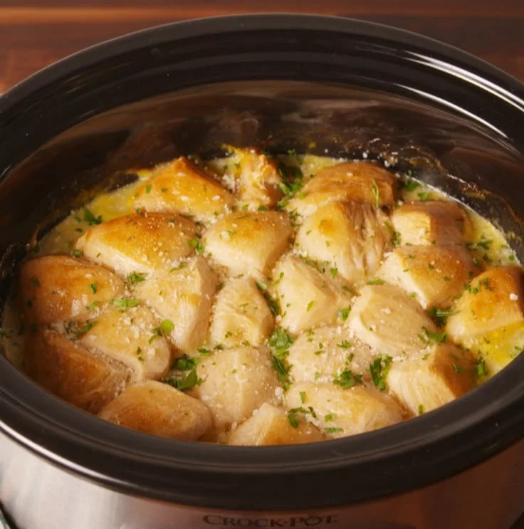 Crock-Pot Chicken & Dumplings served in a bowl for a cozy meal.
