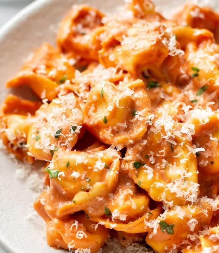 One Pan Tortellini with Creamy Tomato Sauce