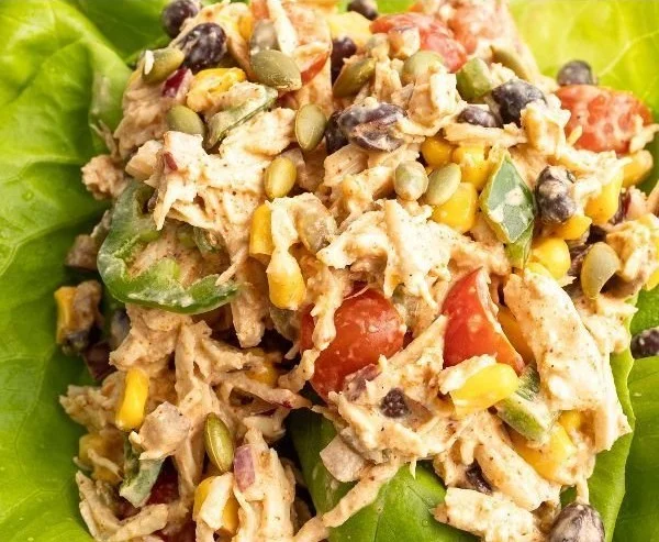 Delicious Southwest Chicken Salad with grilled chicken and fresh vegetables