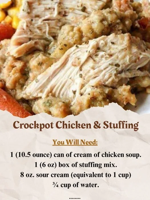 Delicious Crockpot Chicken and Stuffing recipe served in a bowl