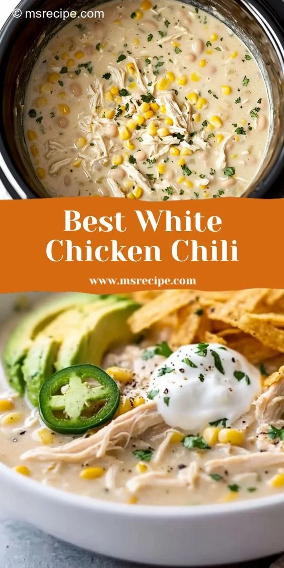 Bowl of creamy white chicken chili topped with fresh cilantro