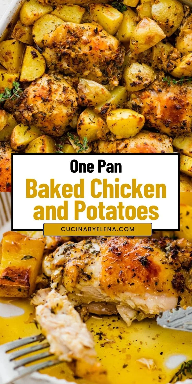 Sheet pan chicken and potatoes with herbs, a delicious and easy weeknight meal.