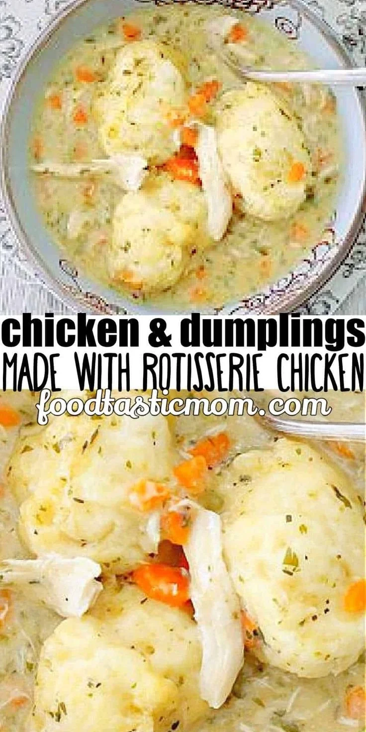 Bowl of Simply Delicious Chicken and Dumplings served hot with fresh herbs
