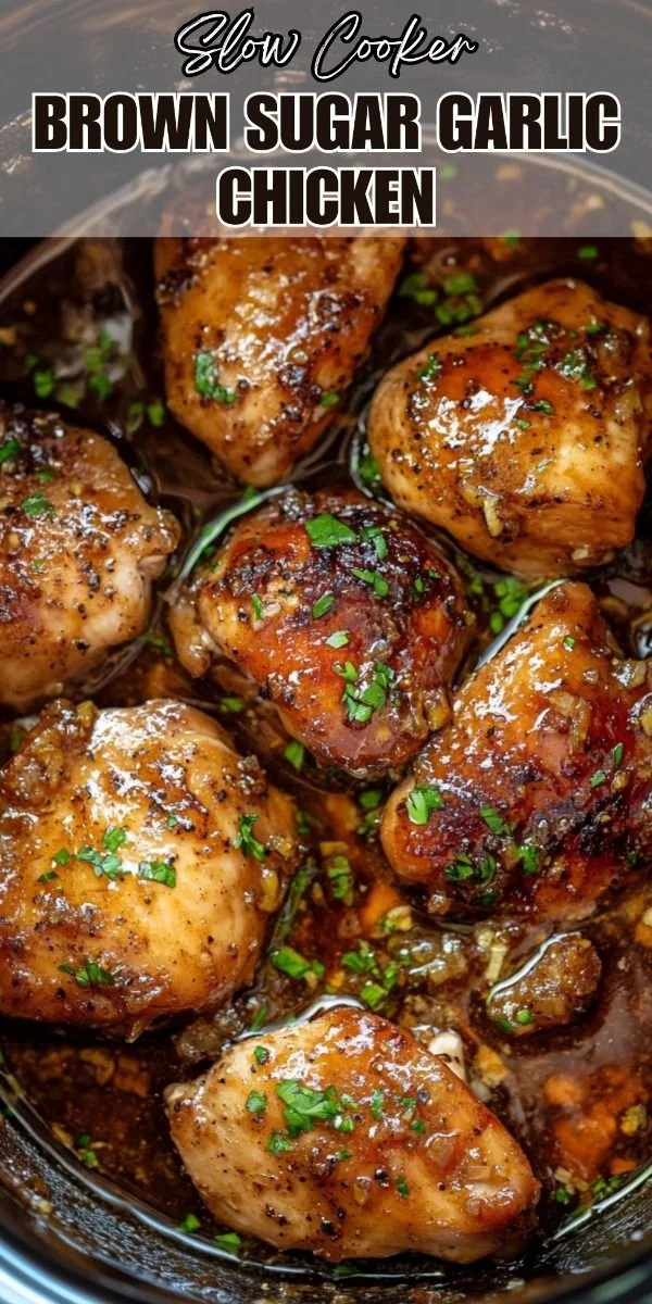 Slow cooker brown sugar garlic chicken with herbs and spices