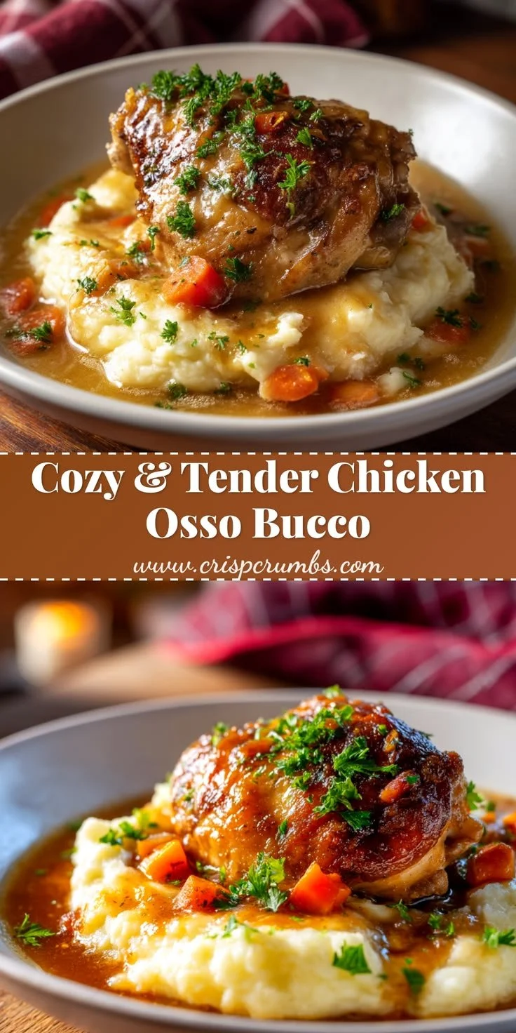 Slow-cooker chicken osso bucco with thighs served in a bowl
