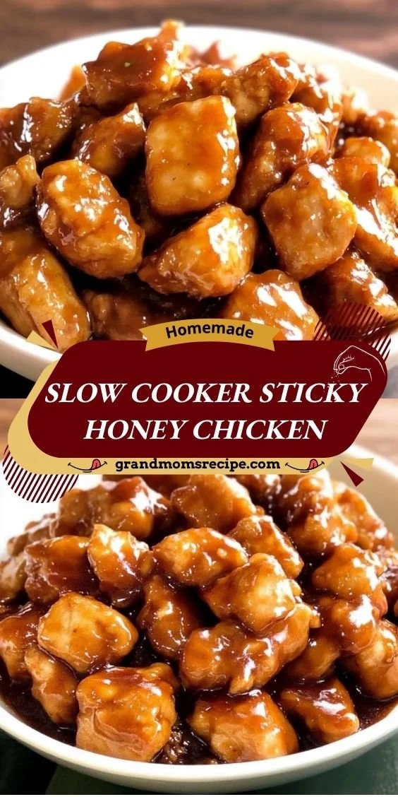 Delicious Slow Cooker Sticky Honey Chicken served on a plate