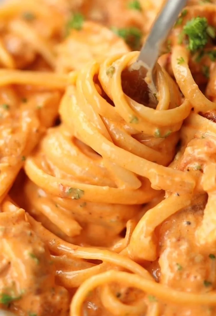 Delicious bowl of Spicy Chicken Pasta with vibrant herbs and spices