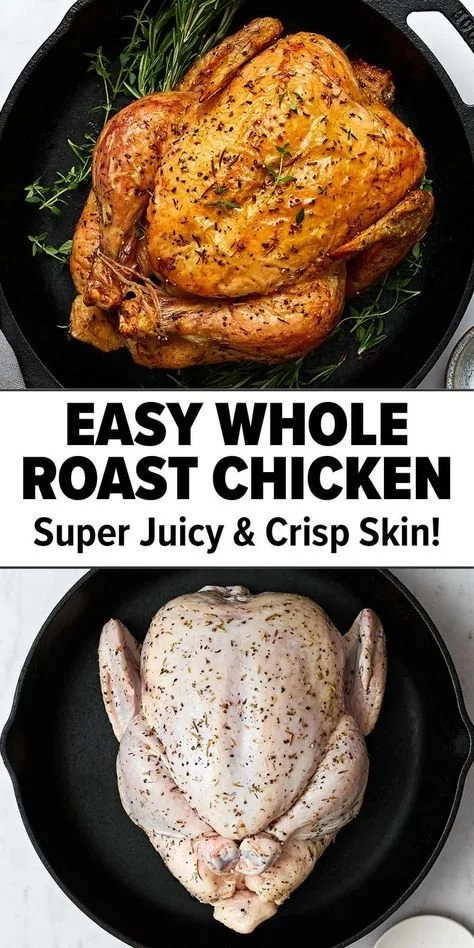 Super easy roast chicken recipe from Downshiftology, showcasing juicy and flavorful chicken.