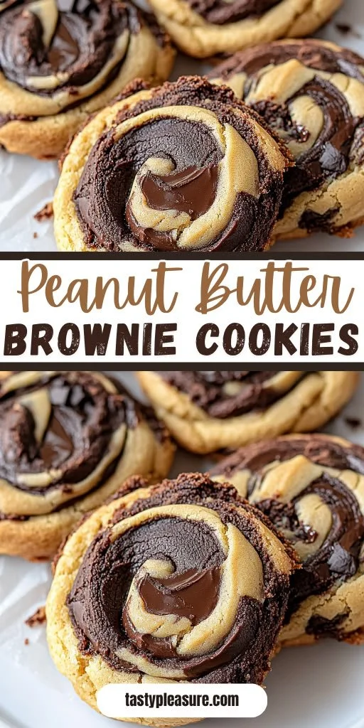 Delicious peanut butter brownie swirl cookies on a white plate.
