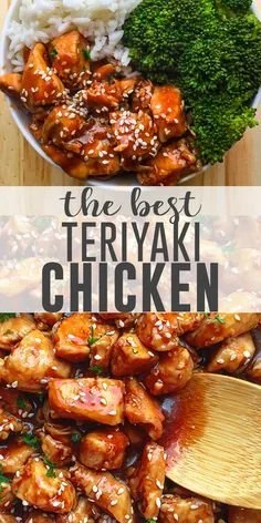 Delicious teriyaki chicken rice bowl topped with green onions and sesame seeds