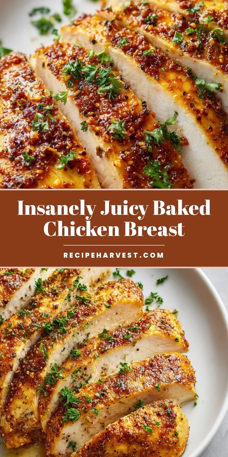 Juicy oven baked chicken breast ready to serve on a plate