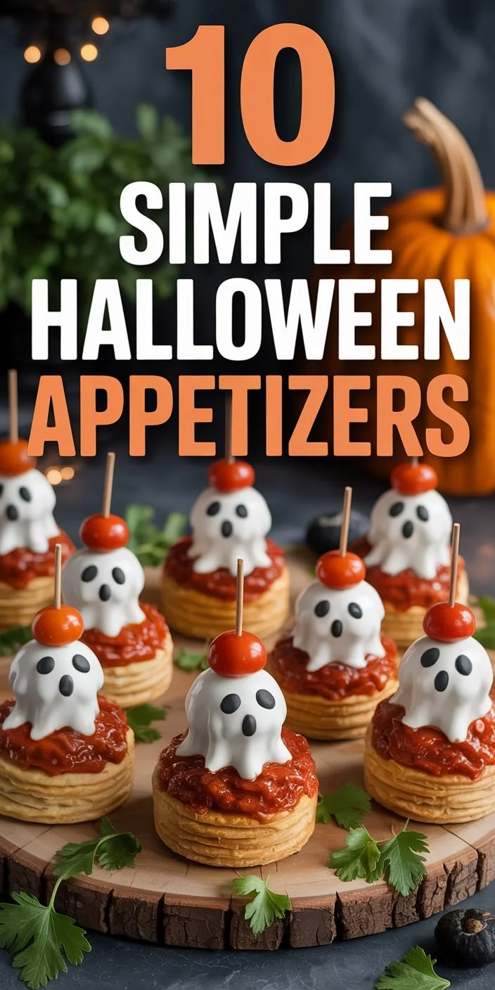 A platter of colorful Halloween appetizers for a spooky celebration.