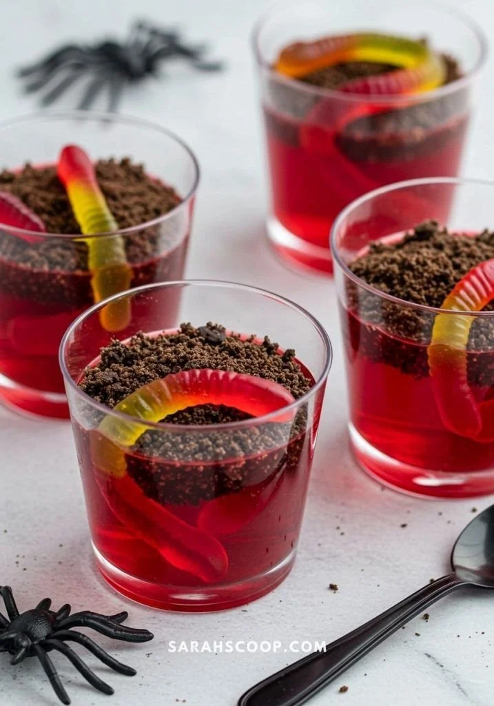 A variety of Halloween party food ideas featuring spooky themed treats.