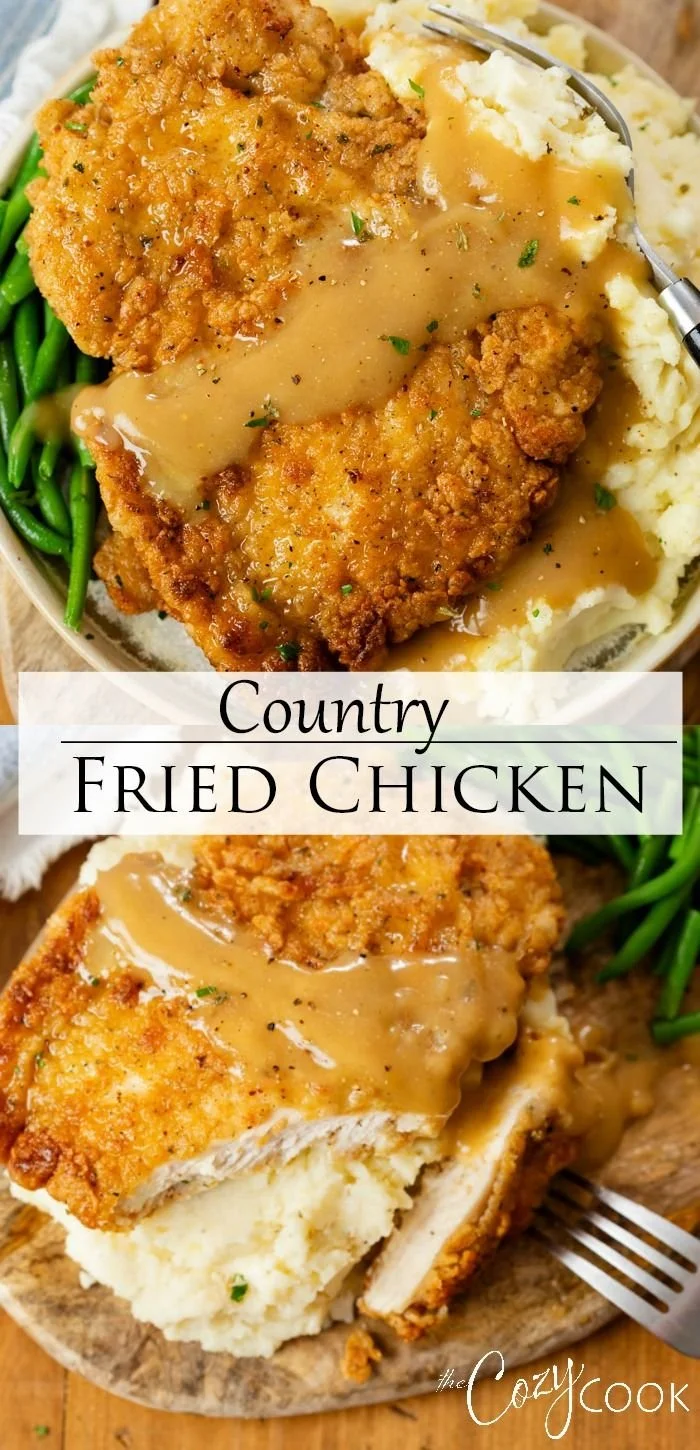 Deliciously crispy Country Fried Chicken served with sides