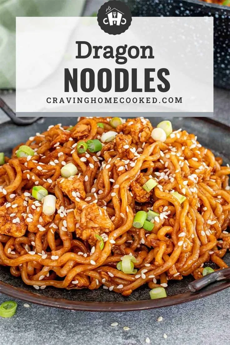 Delicious homemade dragon noodles with spicy, sweet, and savory flavors.