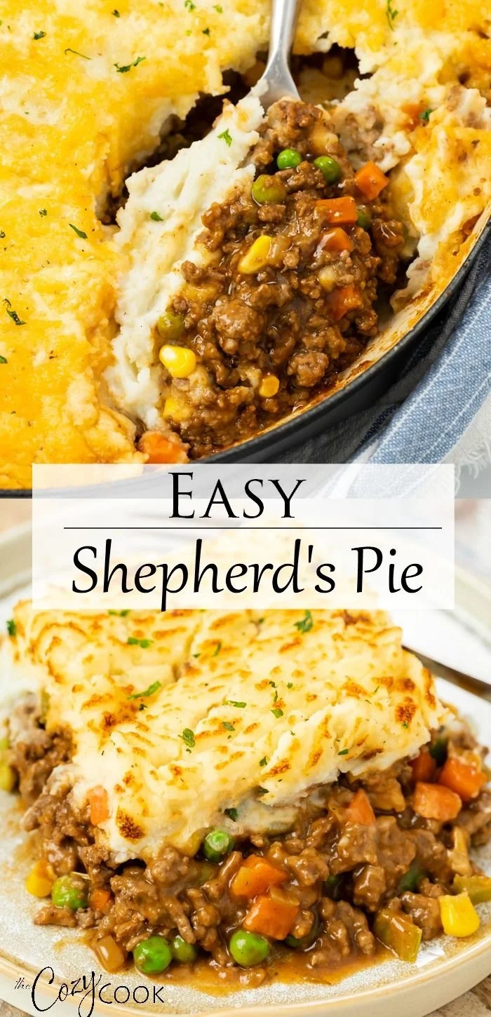 Delicious easy Shepherd's Pie recipe with savory meat and mashed potatoes.