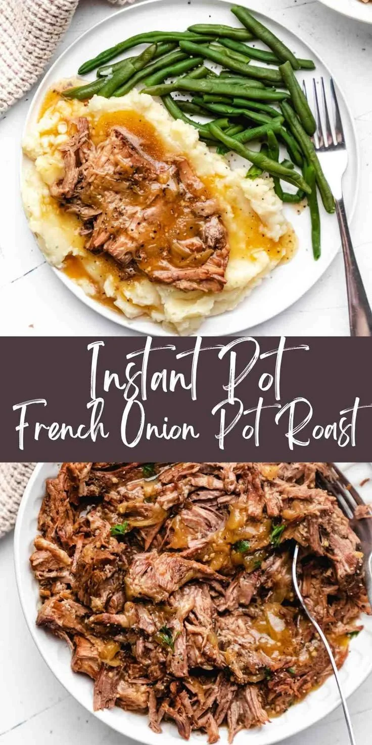 Delicious French onion pot roast dish made in the Instant Pot