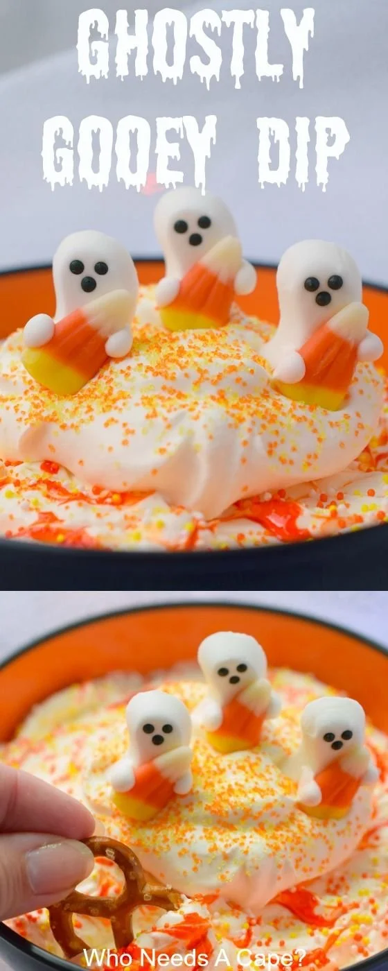 Delicious Ghostly Gooey Halloween dip for kids and party desserts